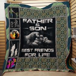 Father Son Best Friends For Life Fist Bump Matching Quilt and Home Decor