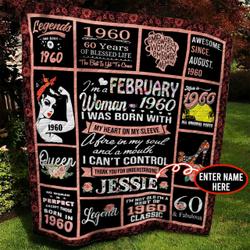 February 1960 Personalized Quilt Blanket Bbb010606Nb and Home Decor