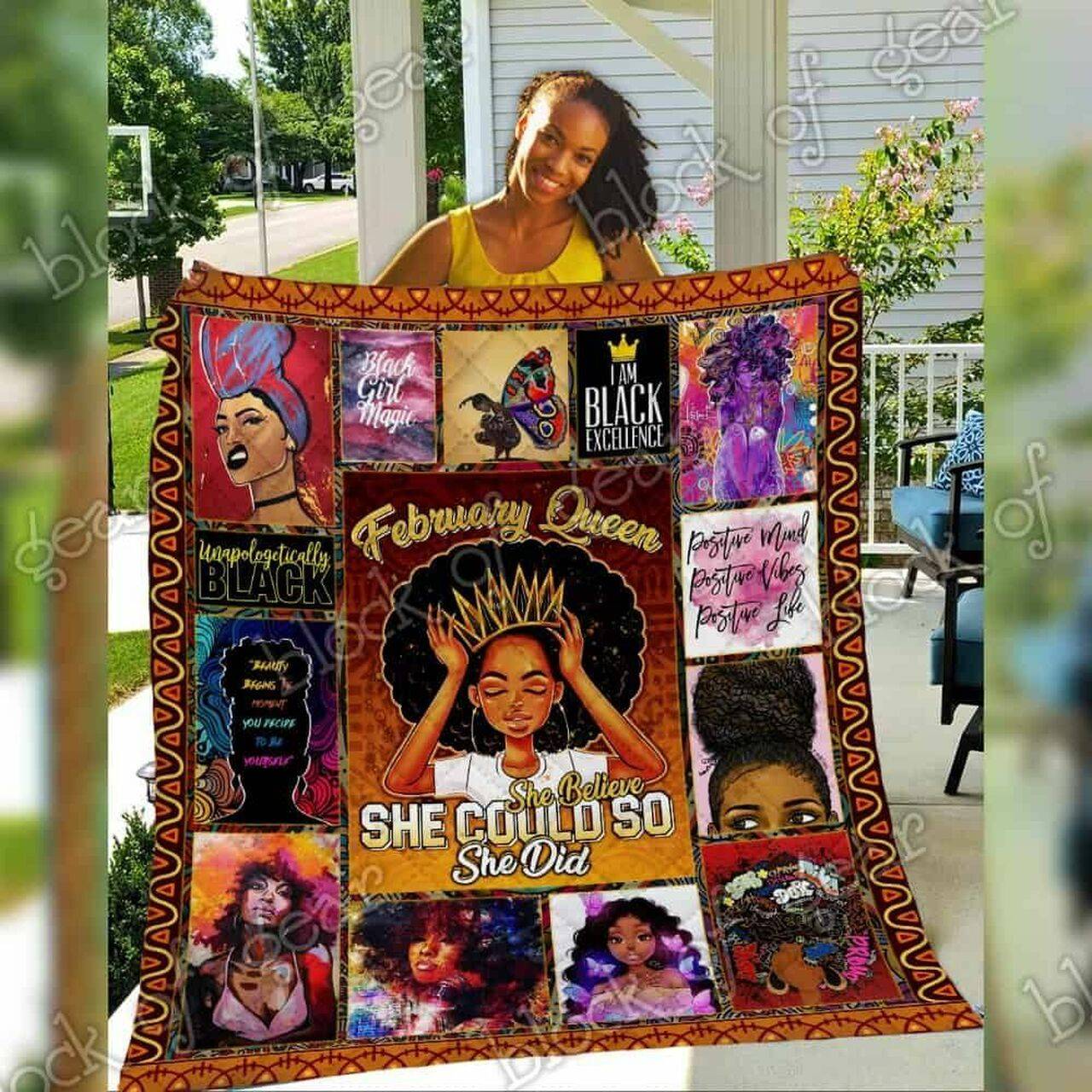 February Black Queen Cl19100302Mdq Quilt Blanket and Home Decor