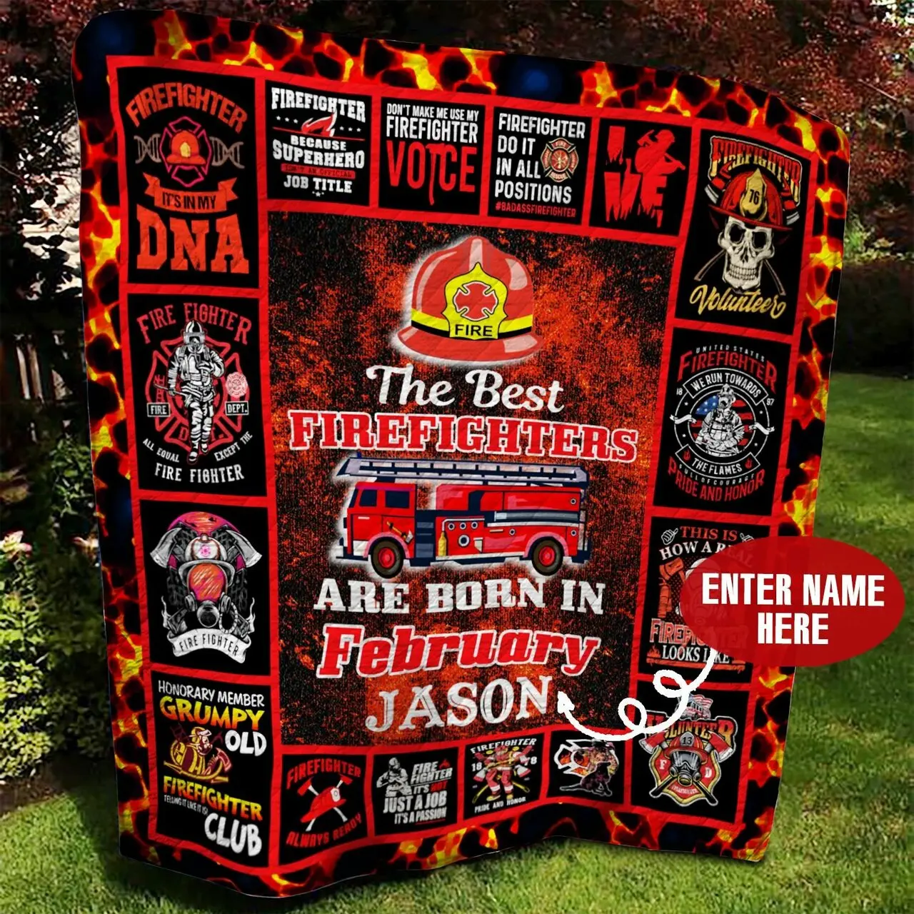 February Firefighter Personalized Quilt Blanket Bbb300535Sm and Home Decor