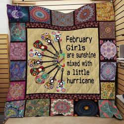 February Girls Are Sunshine Mixed With A Little Huricane DHCDHC NT2410 Quilt Blanket and Home Decor