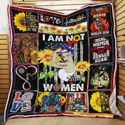 Female Firefighter Sunflower Cl18100263Mdq Quilt Blanket and Home Decor