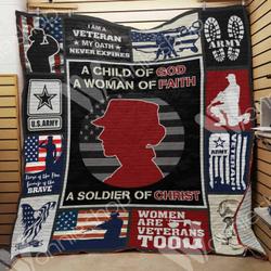 Female Veteran Cl15100184Mdq Quilt Blanket and Home Decor