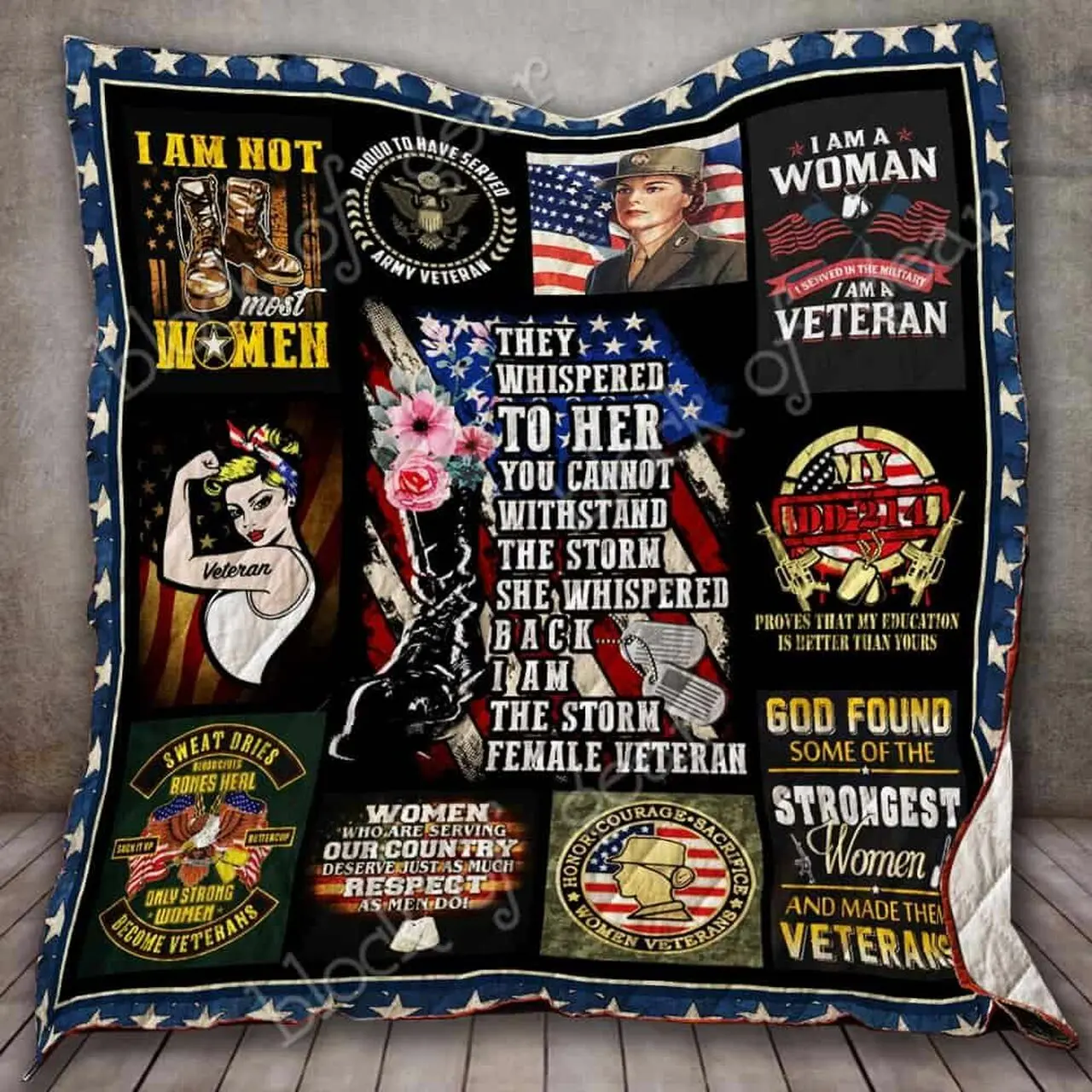 Female Veteran Cl18100266Mdq Quilt Blanket and Home Decor