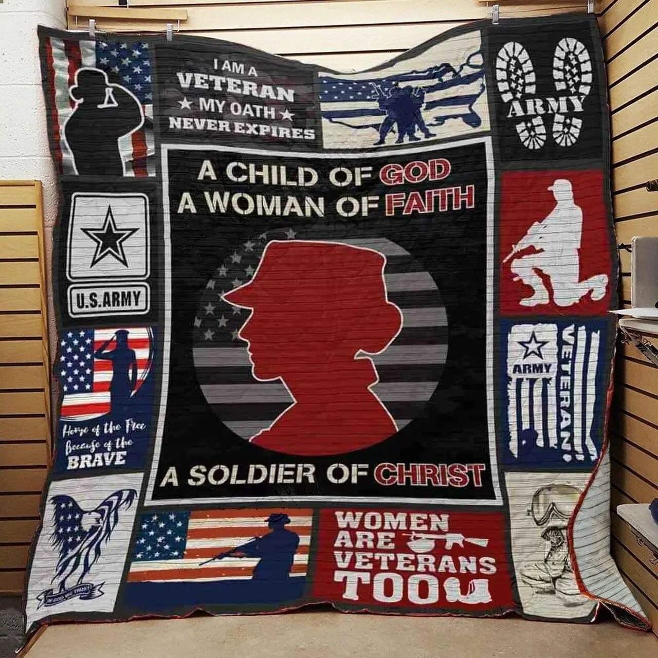Female Veteran Quilt Blanket ABC07112497 and Home Decor