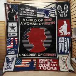 Female Veteran Quilt Blanket ABC07112497 and Home Decor