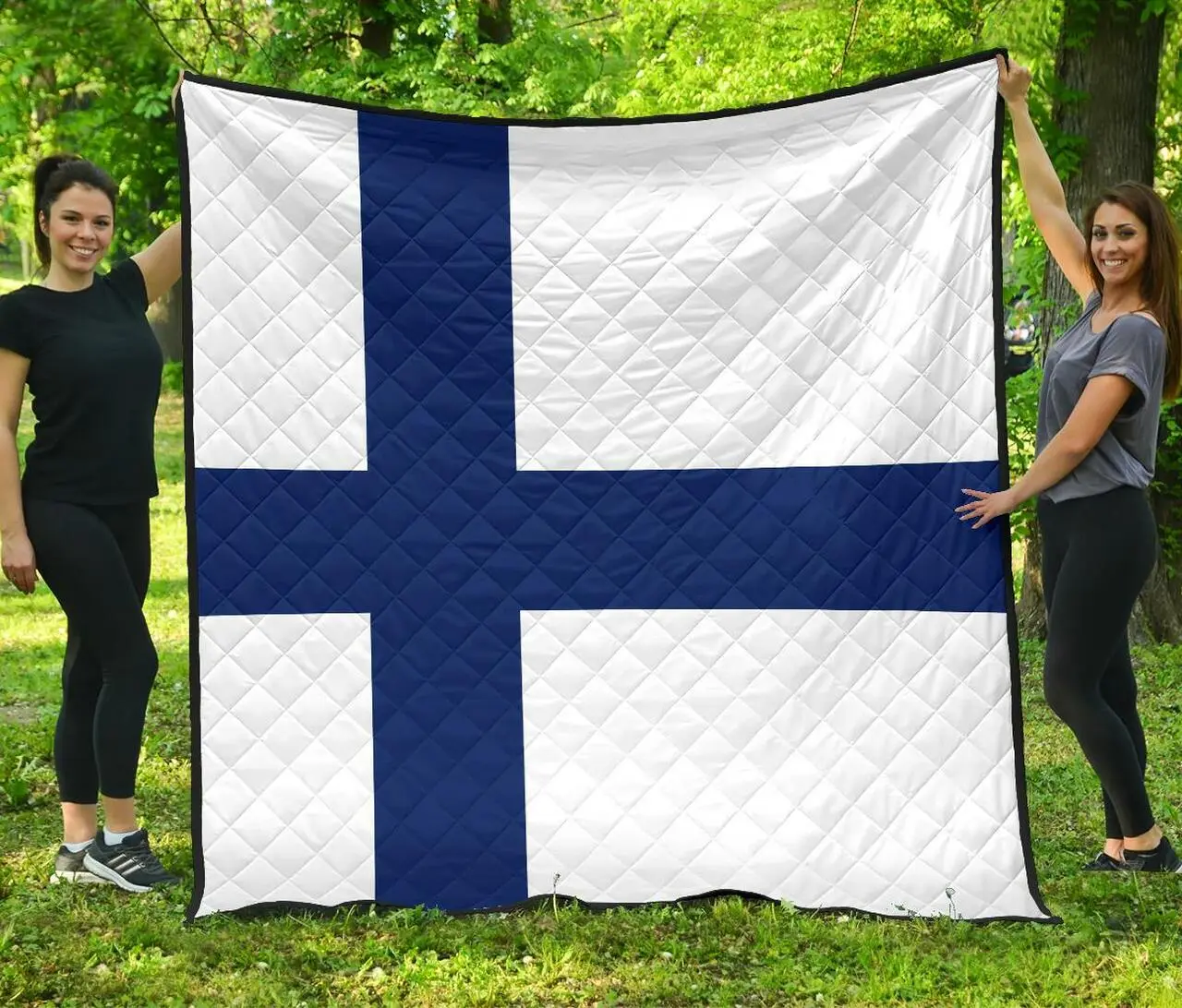 Finland Flag Premium Quilt A6 Quilt and Home Decor