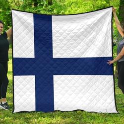 Finland Flag Premium Quilt A6  Quilt and Home Decor