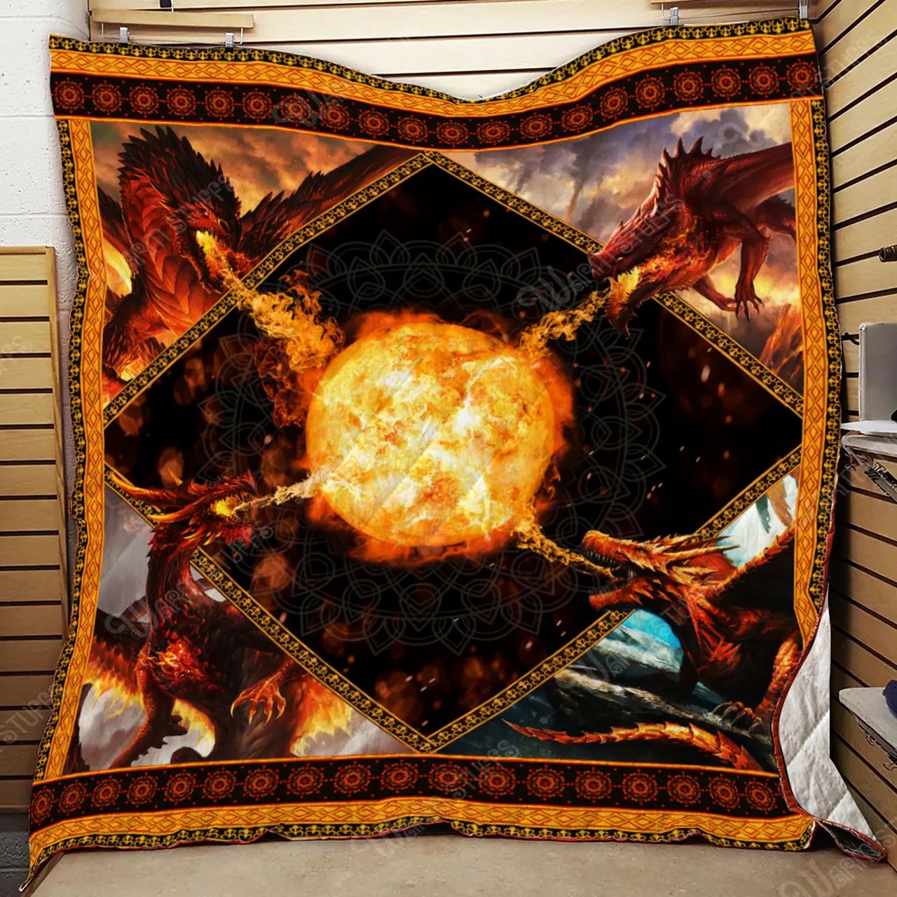 Fire Dragon Quilt Kp541 and Home Decor