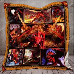 Fire Red Dragon Washable Quilt and Home Decor