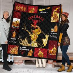 Fireball Cinnamon All I Need Is Whisky Gift Idea Quilt and Home Decor