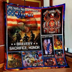 Firefighter 9/11 Never Forget Quilt Blanket and Home Decor