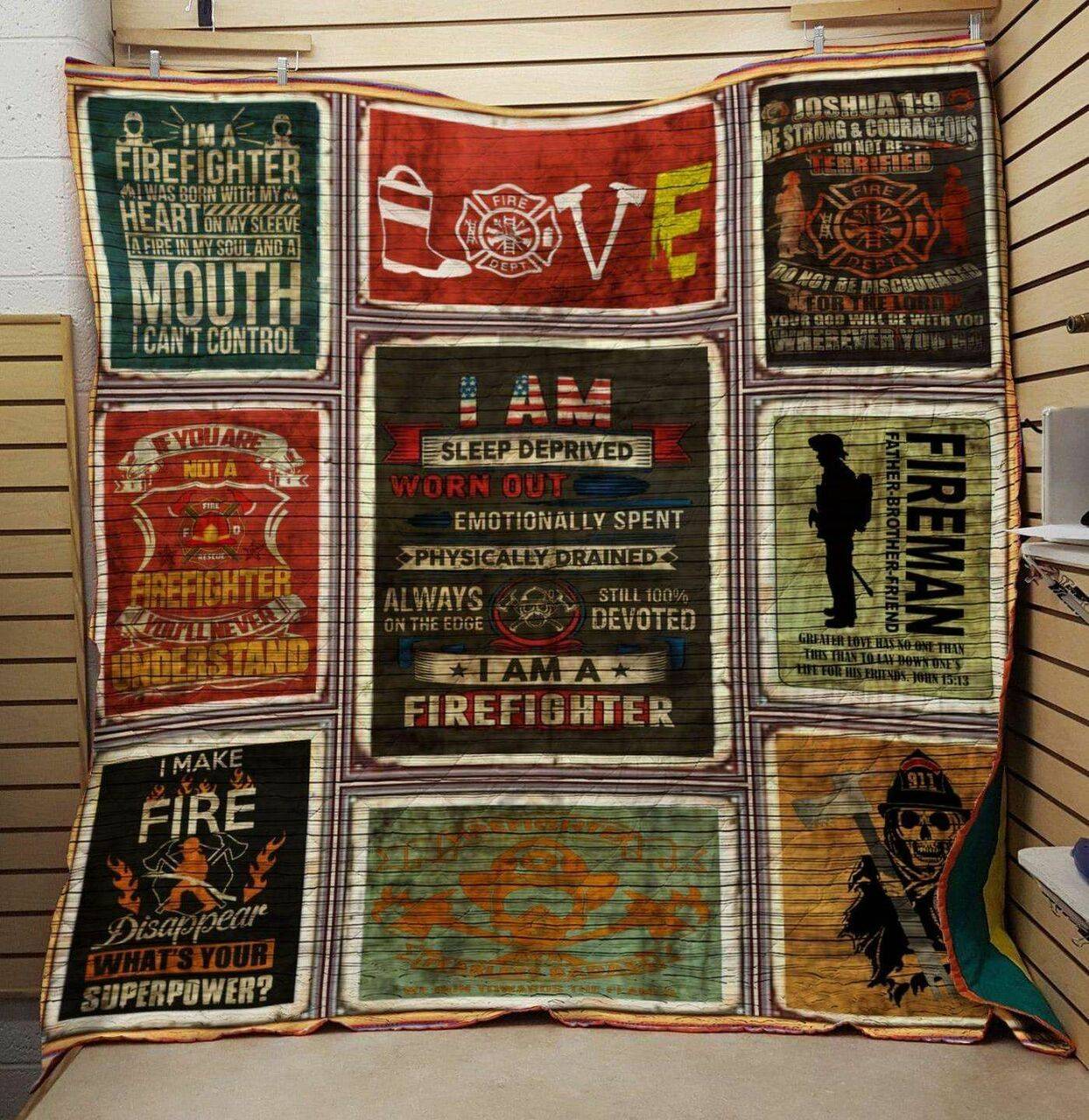 Firefighter Ah Quilt Derqrz and Home Decor