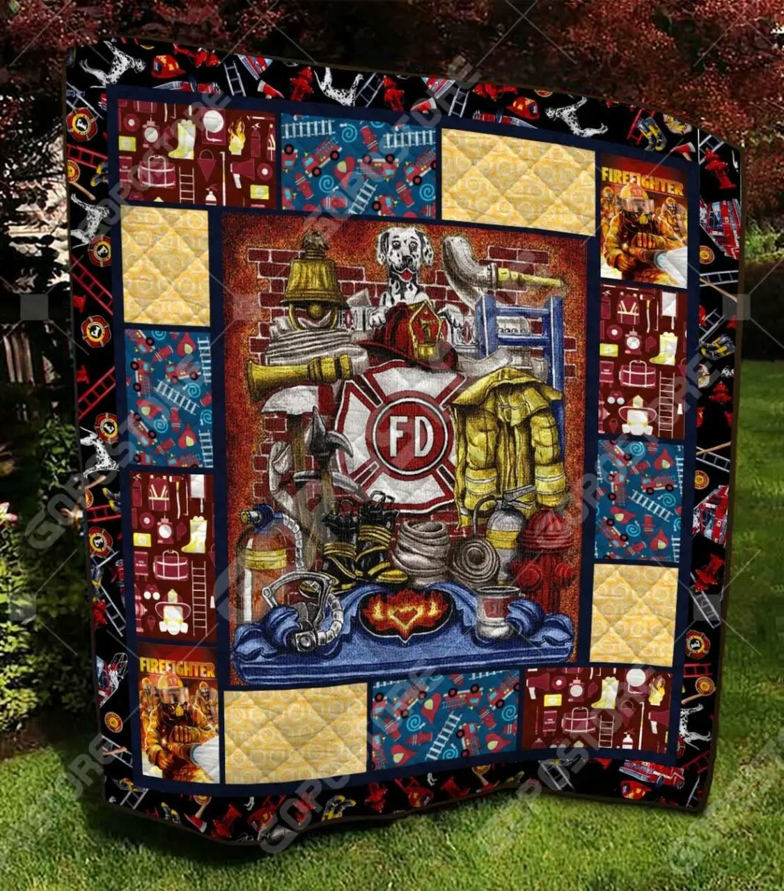 Firefighter Art Like Quilt Blanket and Home Decor