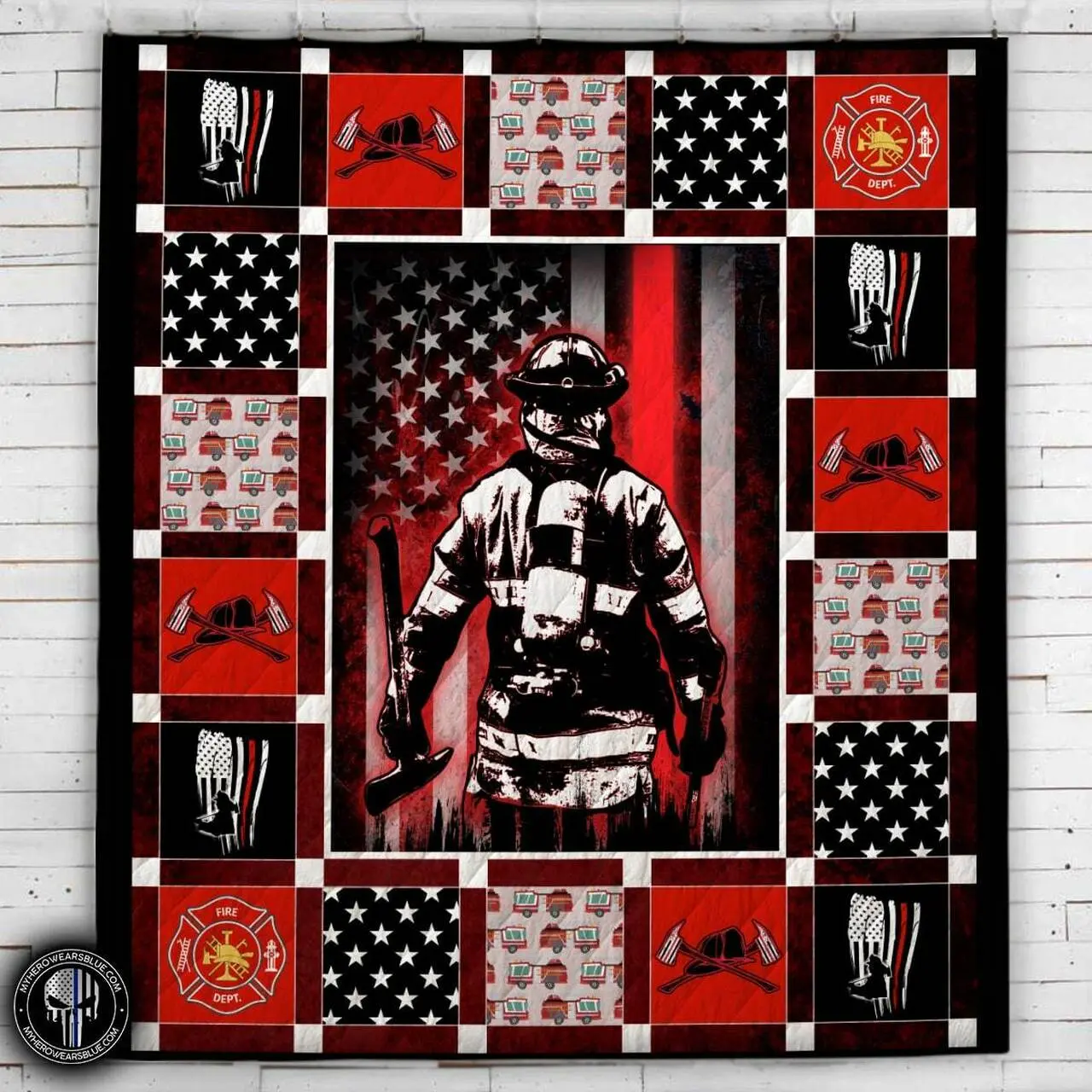 Firefighter Bunker Gear And Firefighter Things Blanket Quilt and Home Decor