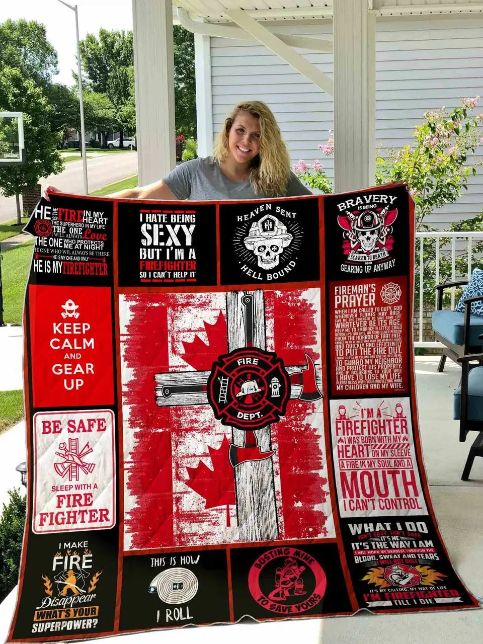 Firefighter Canada Quilt Blanket Dhc1501815Vt and Home Decor