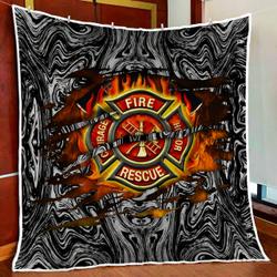 Firefighter Courage Fire Honor Rescue Quilt Blanket and Home Decor