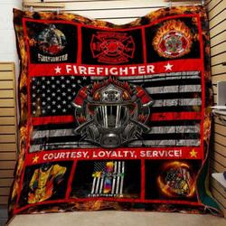 Firefighter Courtesy Loyalty Service Blanket Th1707 Quilt and Home Decor