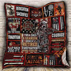 Firefighter Grandpa Blanket KC1307 Quilt and Home Decor