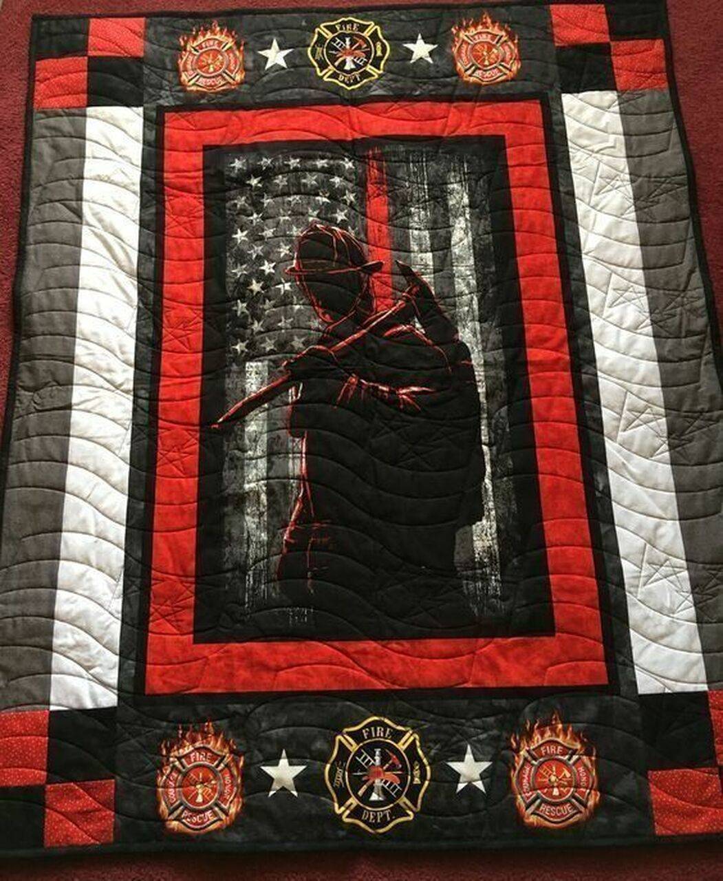 Firefighter Hur Quilt Bevrwf and Home Decor