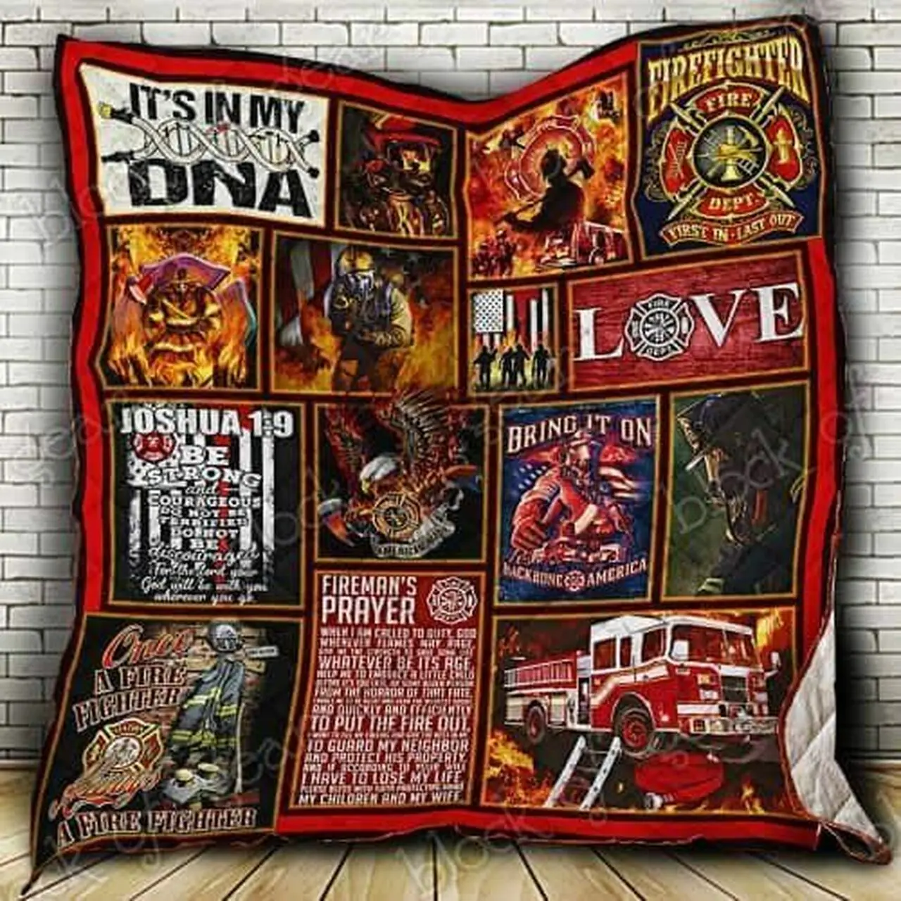 Firefighter Hur Quilt ca and Home Decor