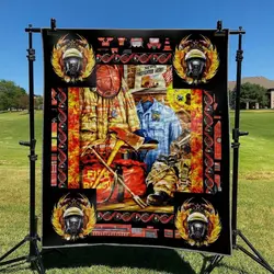 Firefighter Hur Quilt Cysiss and Home Decor