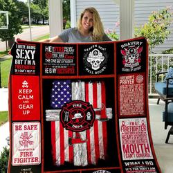 Firefighter Printed Quilt Blanket Dhc1501582Vt and Home Decor