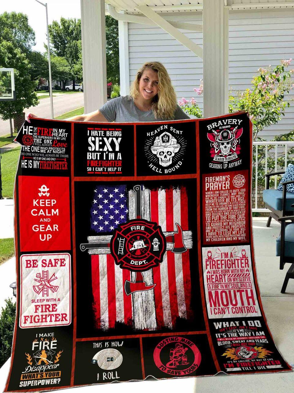 Firefighter Quilt Blanket Dhc1501384Vt and Home Decor