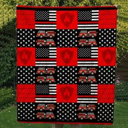 Firefighter Truck Custom Handmade Quilt Blanket and Home Decor