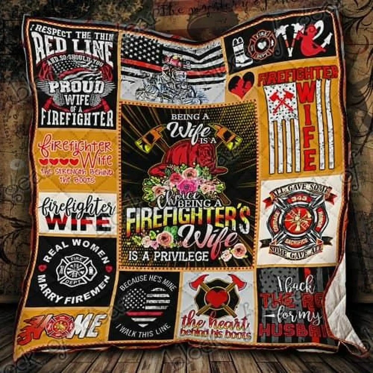 Firefighter Wife Cl18100271Mdq Quilt Blanket and Home Decor