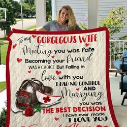 Firefighter X Nurse  To My Wife  Firefighter And Nurse Hat Blanketfirefighter X Nurse  To My Wife  Firefighter And Nurse Hat Blanket  Quilt and Home Decor