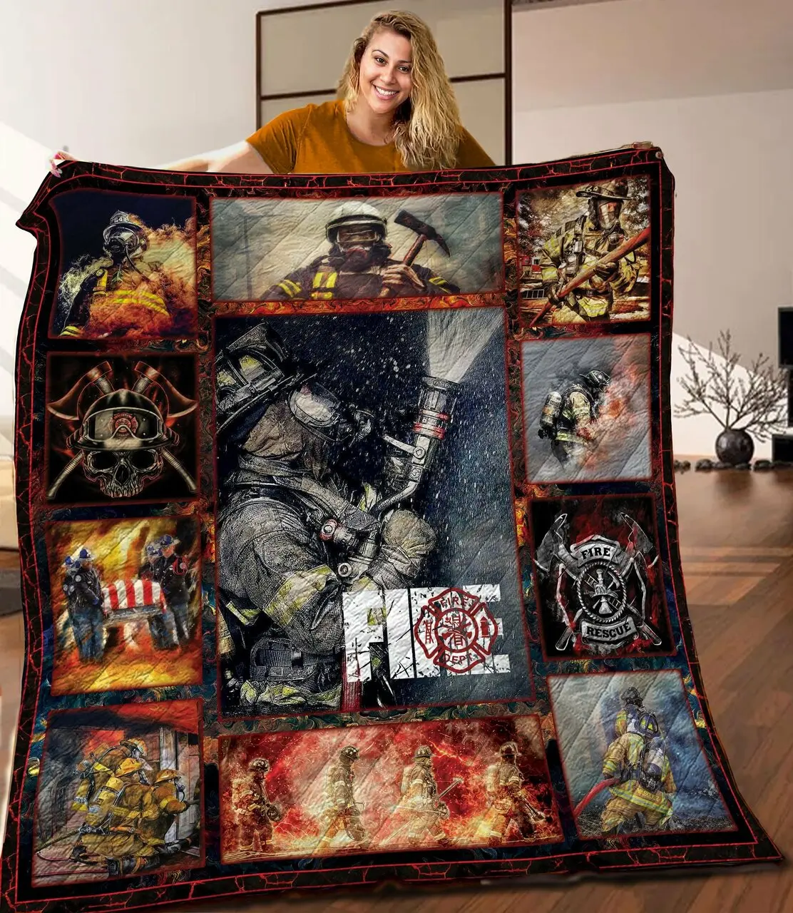 Fireman Quilt Blanket C9B300504Pt and Home Decor