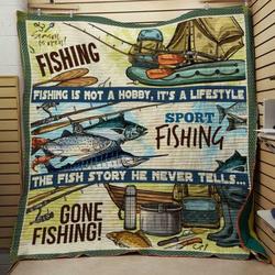 Fishing Season Is Open Quilt Design By Exrain and Home Decor