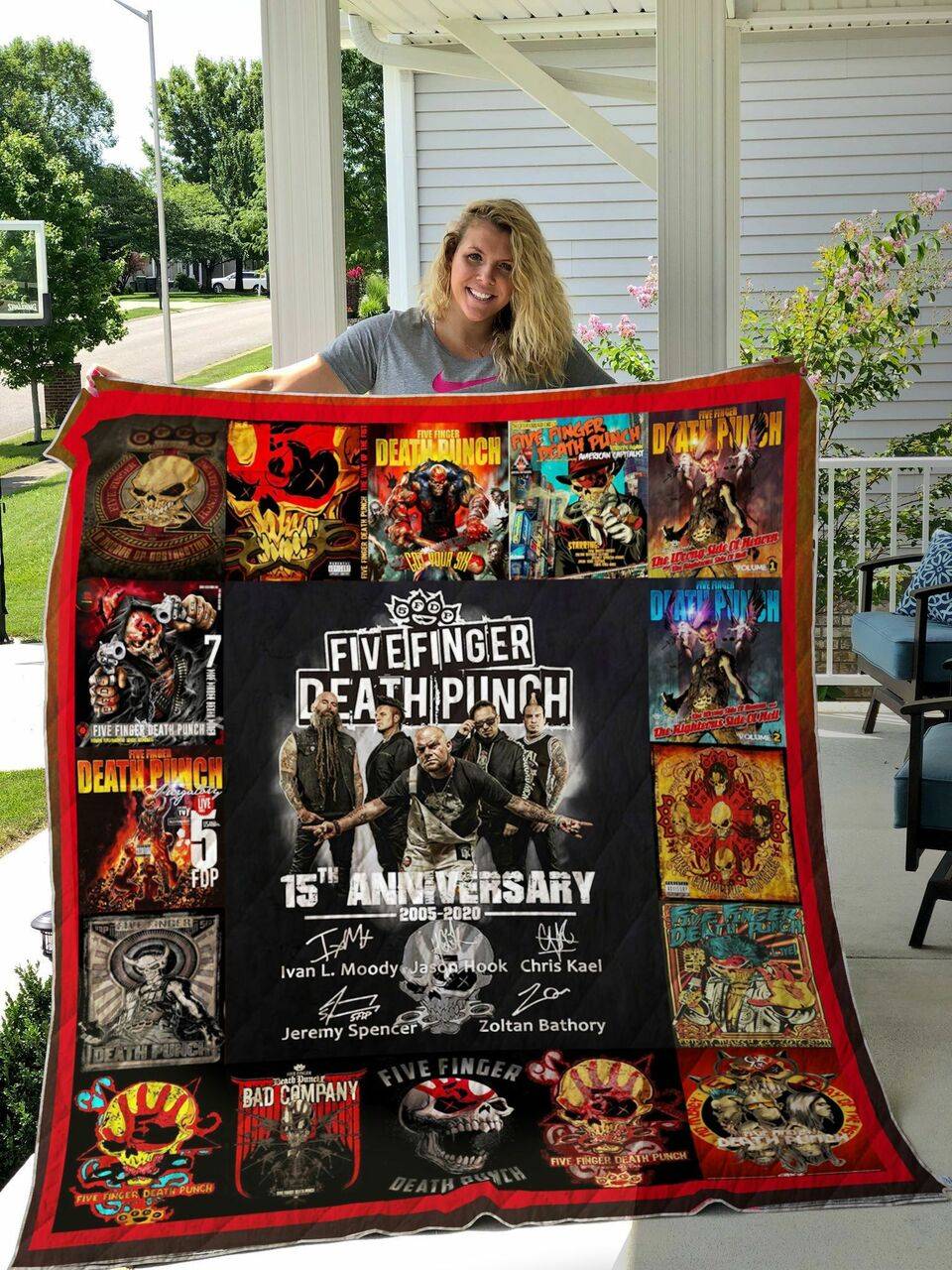 Five Finger Death Punch Anniversary Quilt Blanket and Home Decor