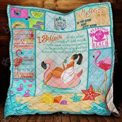 Flamingo Beach Girl Cl18100280Mdq Quilt Blanket and Home Decor