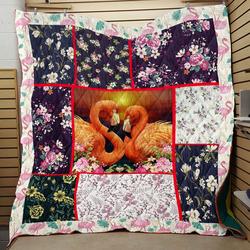 Flamingo Flower Love Quilt and Home Decor