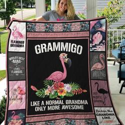 Flamingo Grammingo Like A Normal Grandma Only More Awesome Quilt Blanket Great Customized Blanket Gifts For Birthday Christmas Thanksgiving and Home Decor