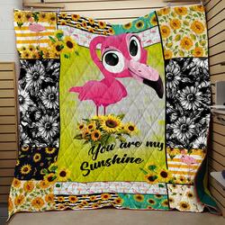 Flamingo You Are My Sunshine Sunflower Quilt Blanket and Home Decor