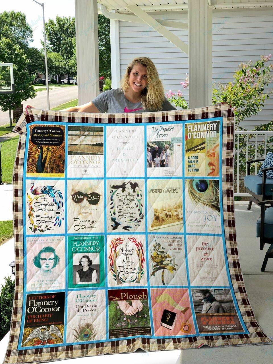 Flannery O Connor Books Quilt Blanket and Home Decor