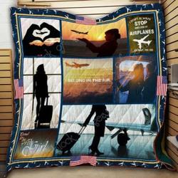 Flight Attendant Cl2100188Mdq Quilt Blanket and Home Decor