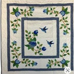 Floral And Blue Birds Cla1710161Q Quilt Blanket and Home Decor