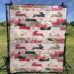 Floral Bunny Quilt Blanket Tr12  Quilt and Home Decor
