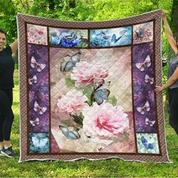 Floral Butterfly Lover Quilt Blanket Dhc1402790Td and Home Decor