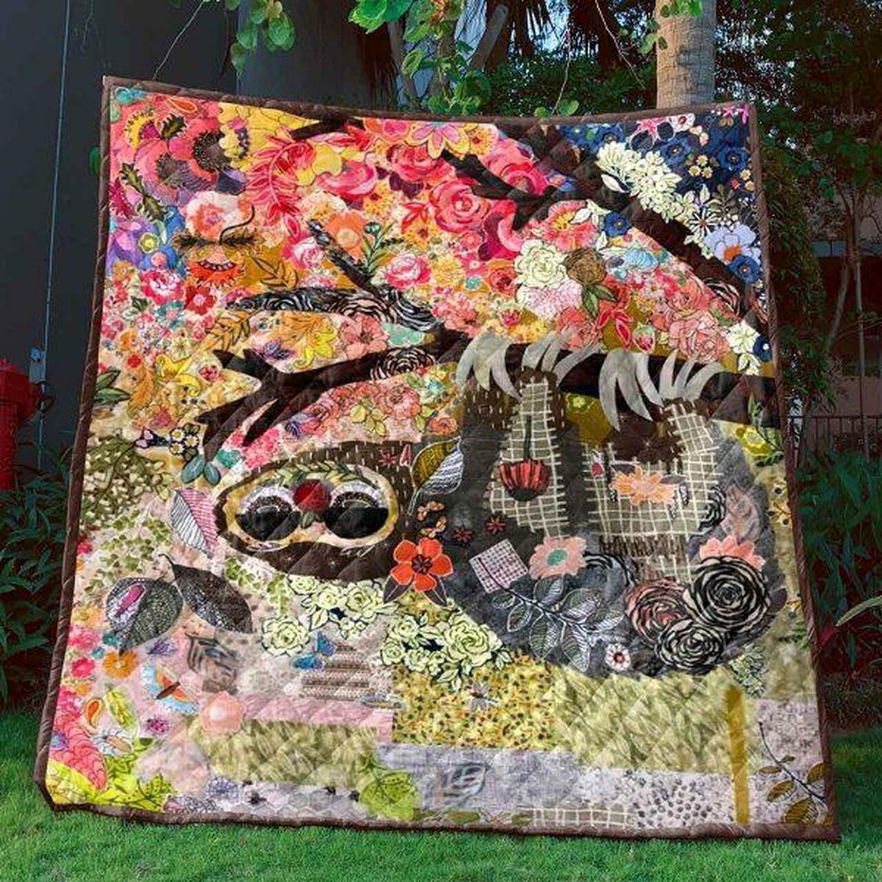 Floral Hanging Sloth Quilt Blanket Lu88 Quilt and Home Decor