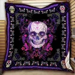 Floral Skull Cld170750 Quilt Blanket and Home Decor