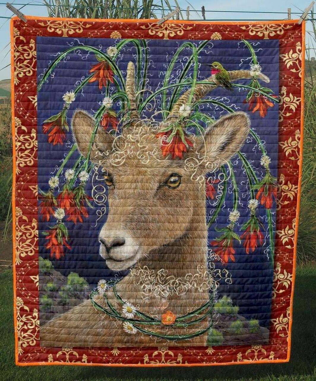Floral Soul Goat Clt190648 Quilt Blanket and Home Decor
