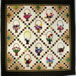 Flower Basket Cla1110281Q Quilt Blanket and Home Decor
