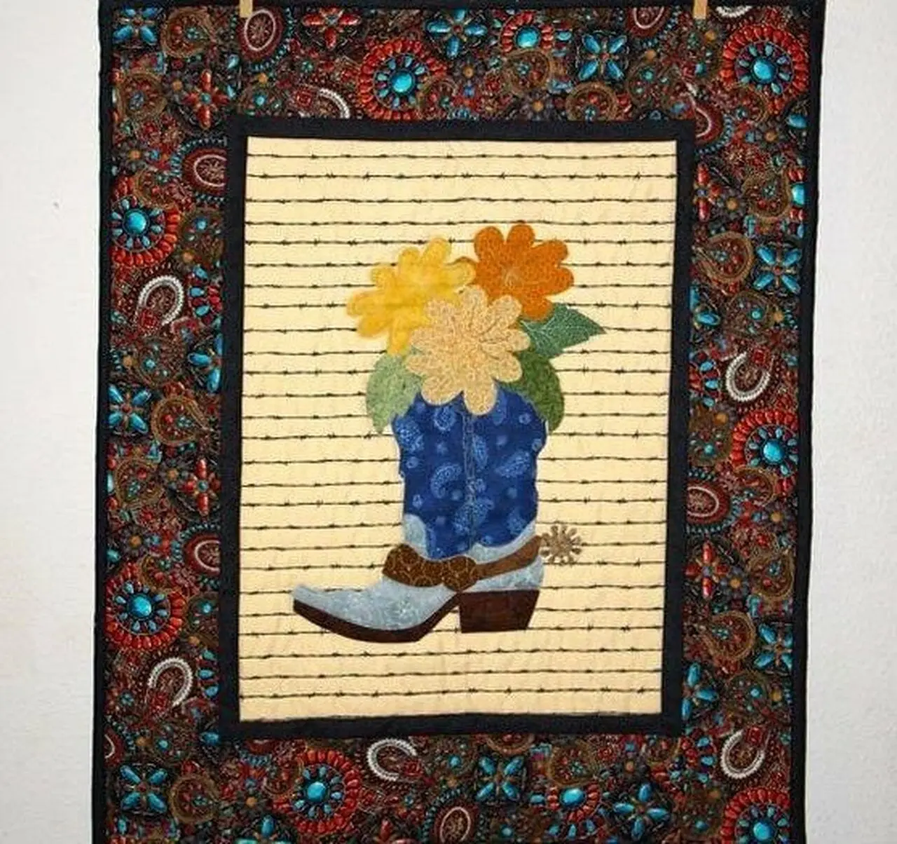 Flower Cowboy Boots Cla1010279Q Quilt Blanket and Home Decor