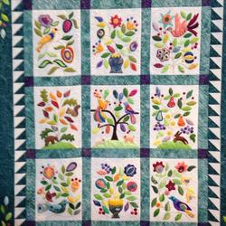 Flower Garden With Bird Hur Quilt gy and Home Decor