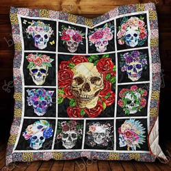 Flower Skull Cl18100283Mdq Quilt Blanket and Home Decor